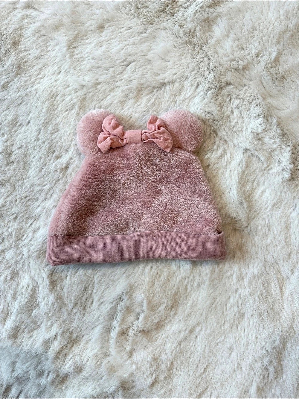 Baby Pink Bow Ear Hat Like New